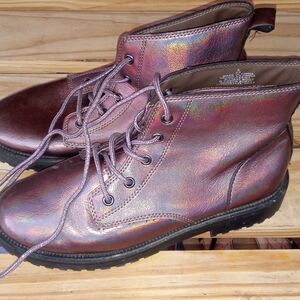 Girls Holographic combat boots